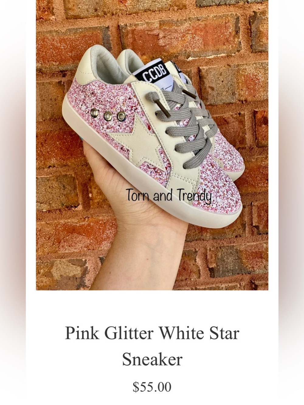 CCDB Kids Pink Glitter High-Top Sneakers